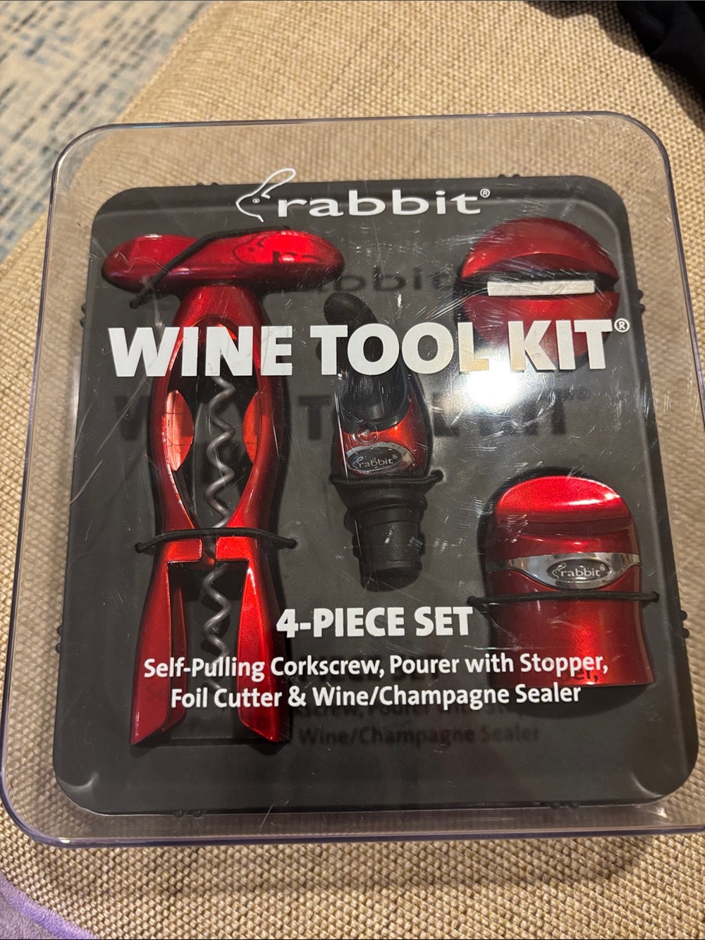 Rabbit Wine Tool Kit - 4-Piece Home Bar Set